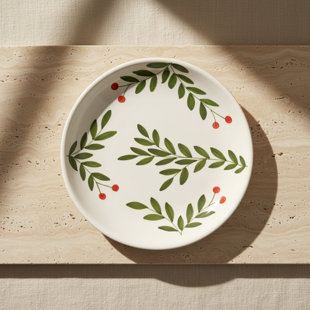 Olive Leaf Ceramic Plate Sets (7.5 inches)
