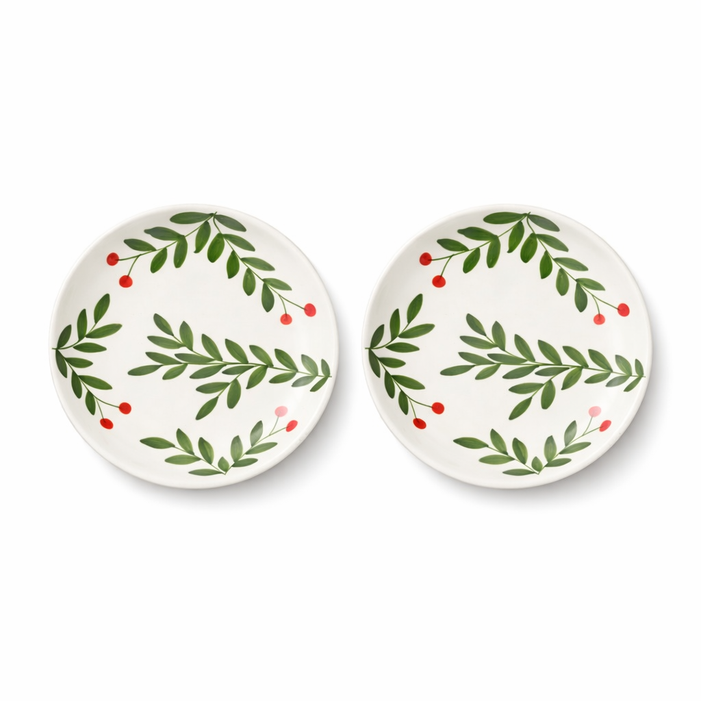 Olive Leaf Ceramic Plate Sets (7.5 inches)