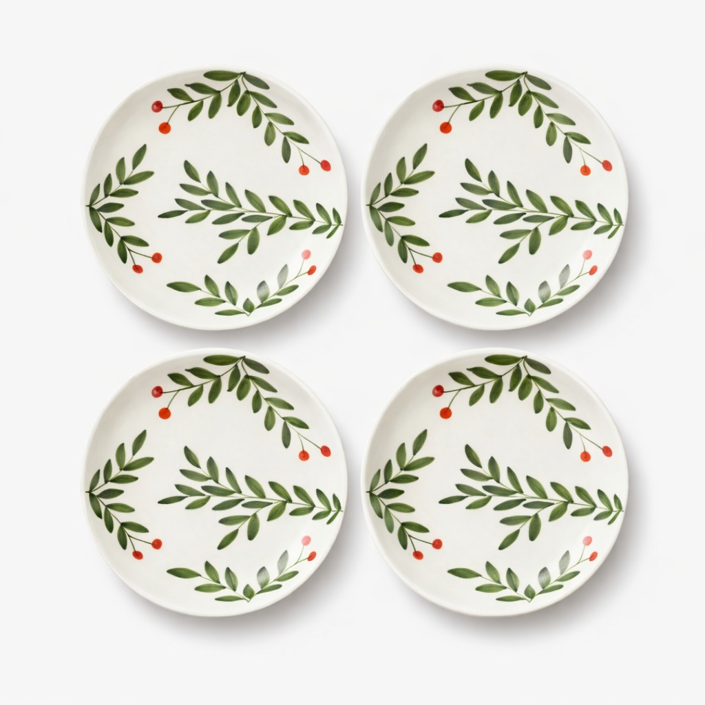 Olive Leaf Ceramic Plate Sets (7.5 inches)