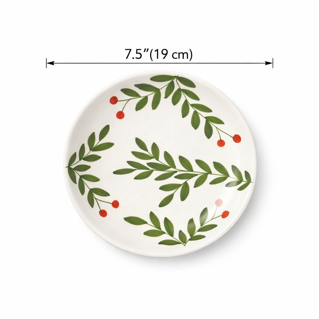 Olive Leaf Ceramic Plate Sets (7.5 inches)