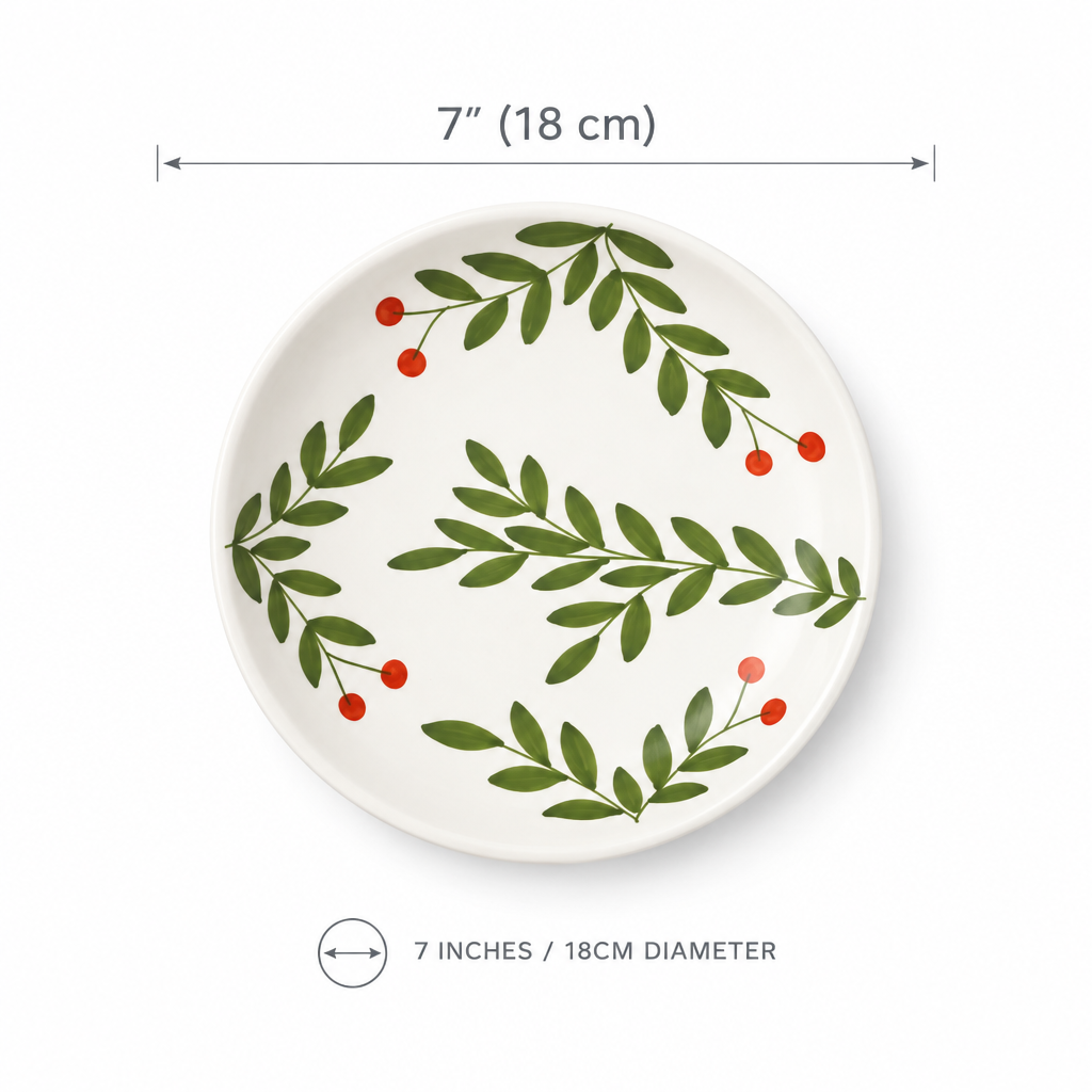 Olive Leaf Ceramic Plate Sets (7 inches)