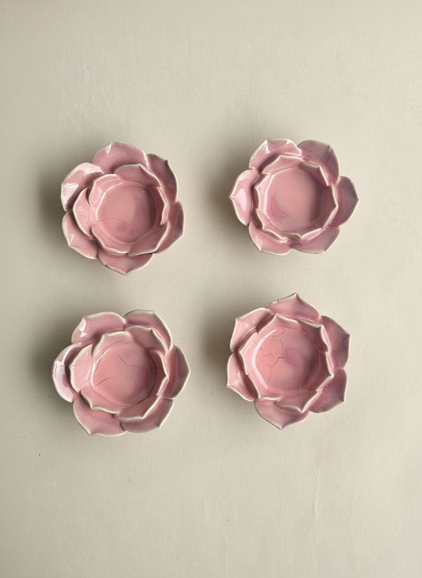 Pink Flower Tea Light Candle Holder