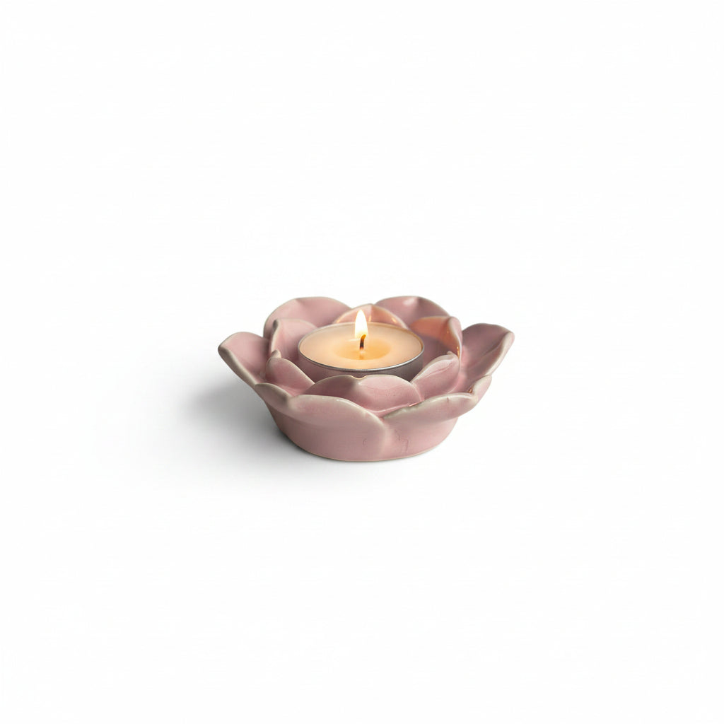 Pink Flower Tea Light Candle Holder