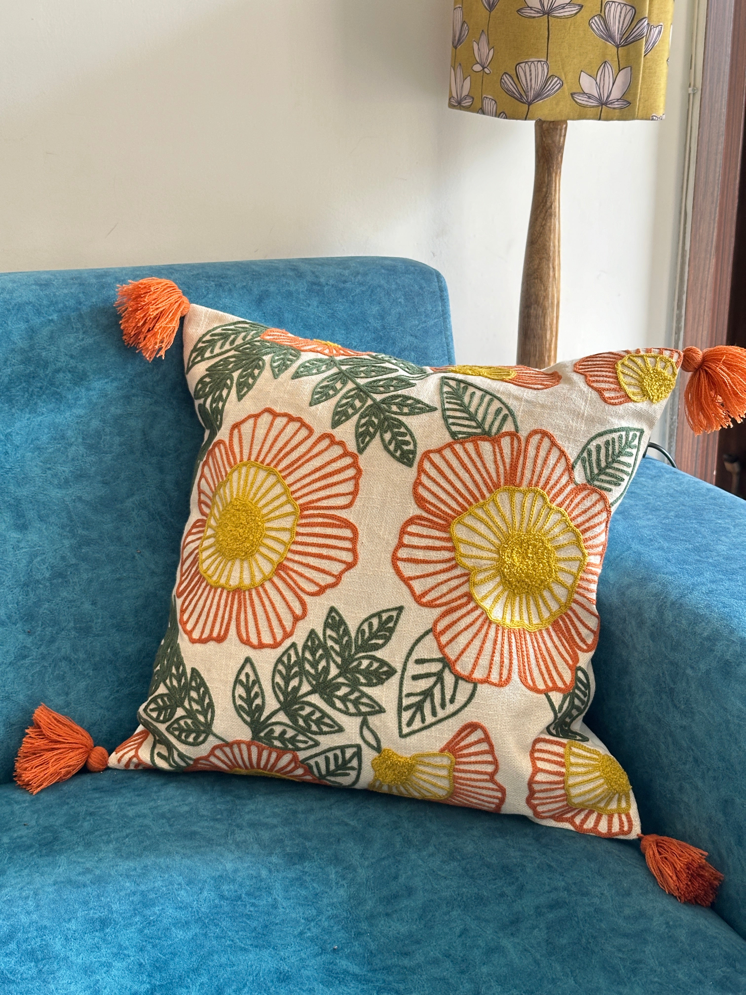 Marigold Mandi Cushion Cover - 16x16"