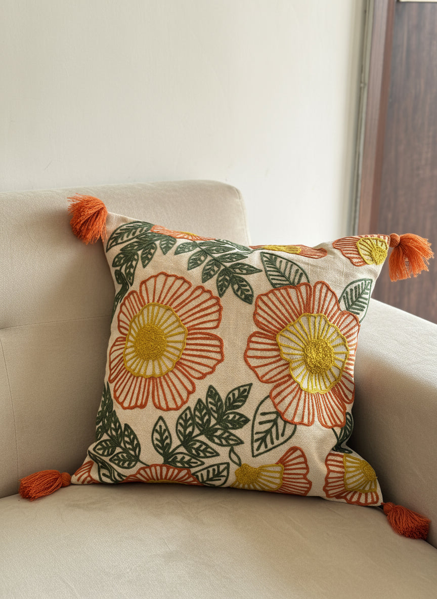 Marigold Mandi Cushion Cover - 16x16"