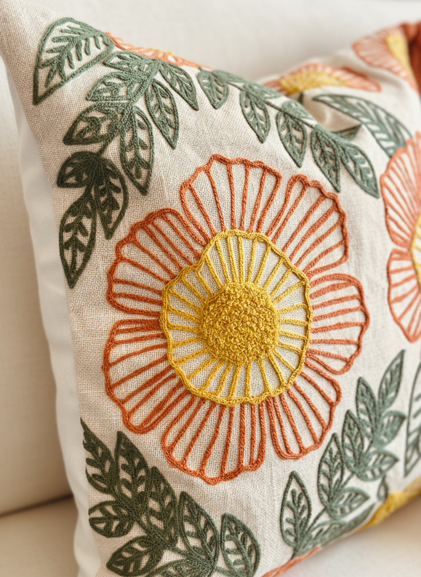 Marigold Mandi Cushion Cover - 16x16"