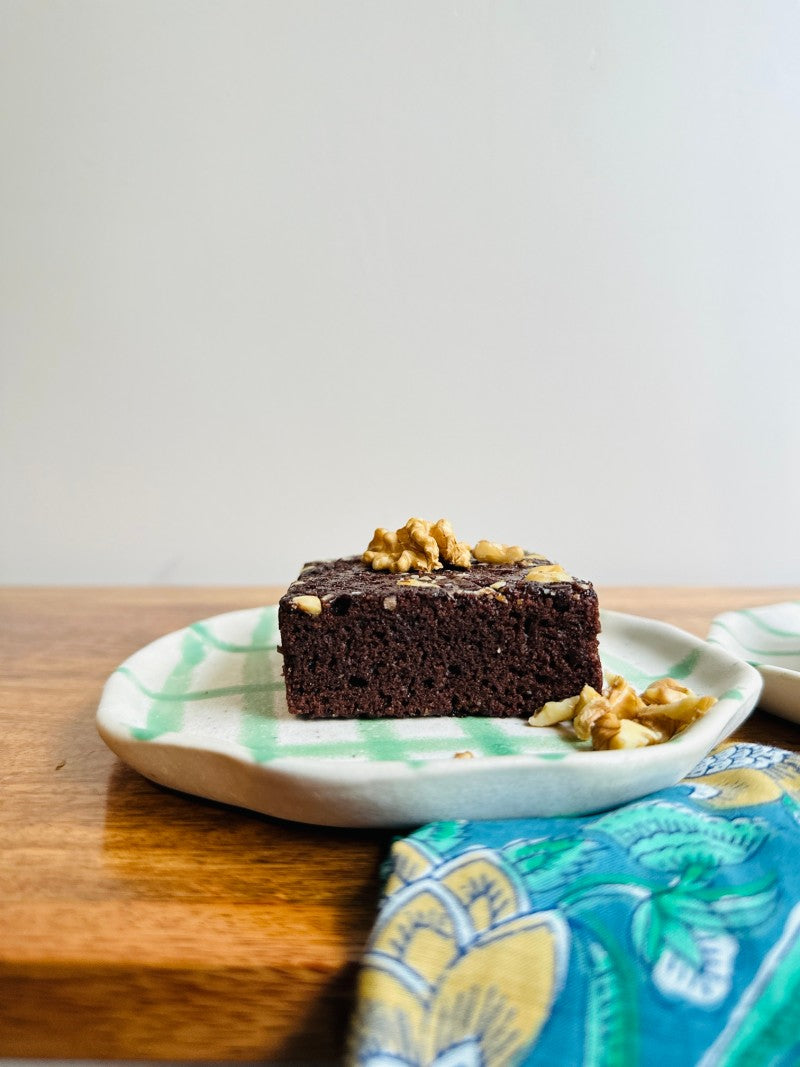 Green Ghingham Dessert Plate