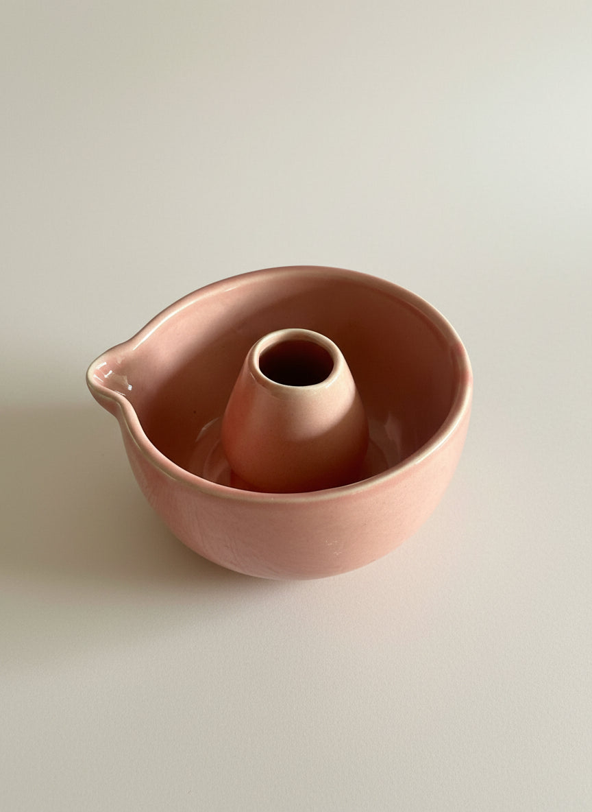 Pastel Pink Matcha Bowl & Whisk Holder Set