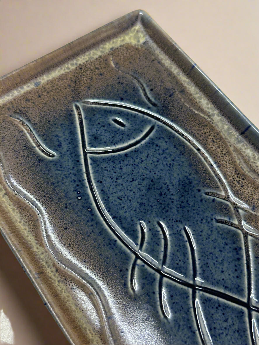 Fishy Rectangle Ceramic Tray - Blue