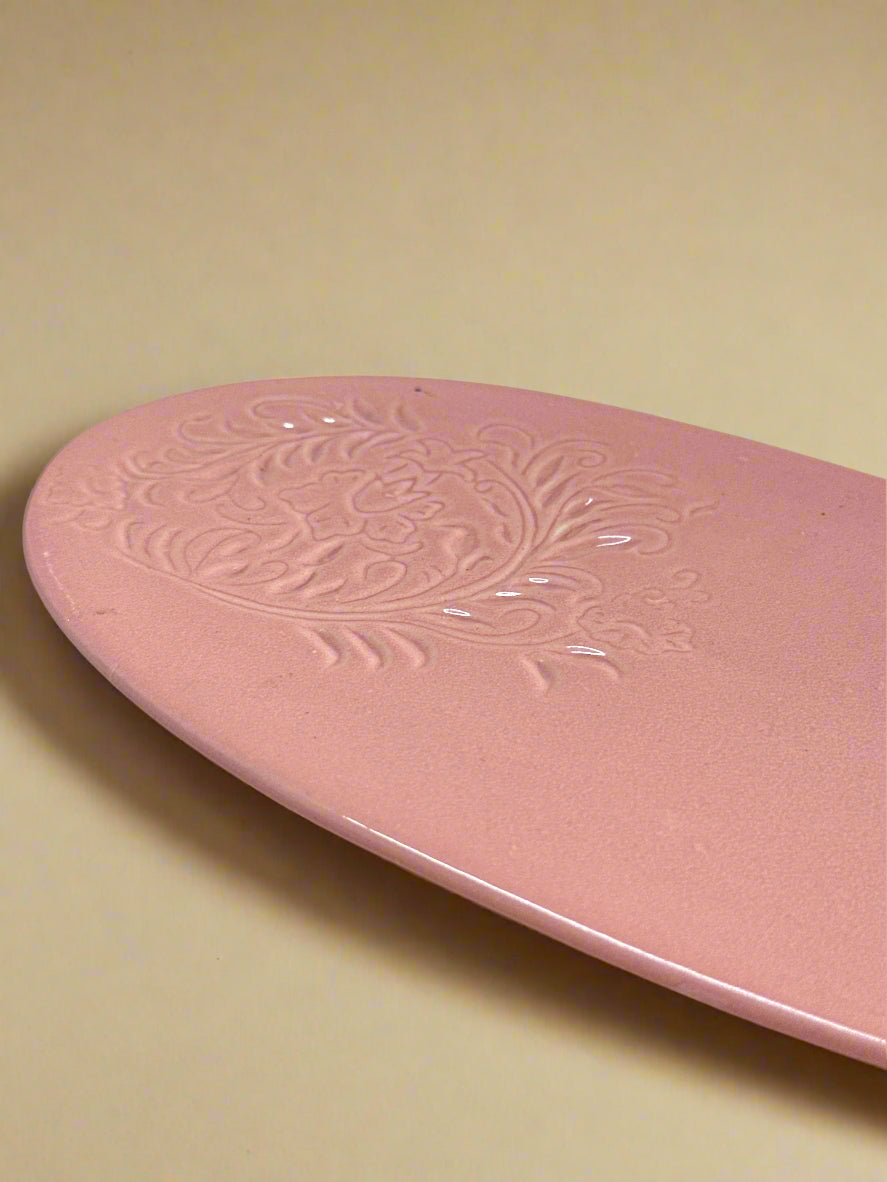 Pink Embossed Ceramic Platter