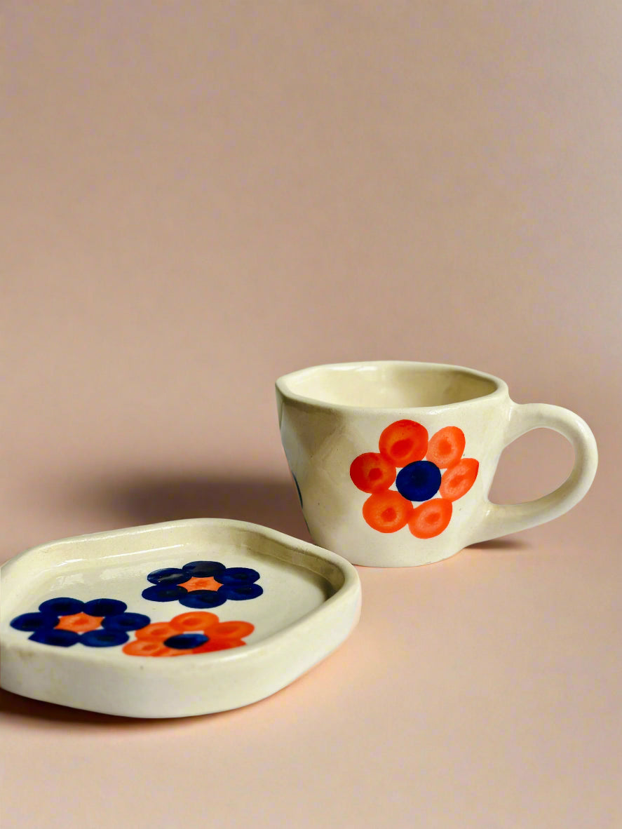 Orange Bubble Cup and Saucer