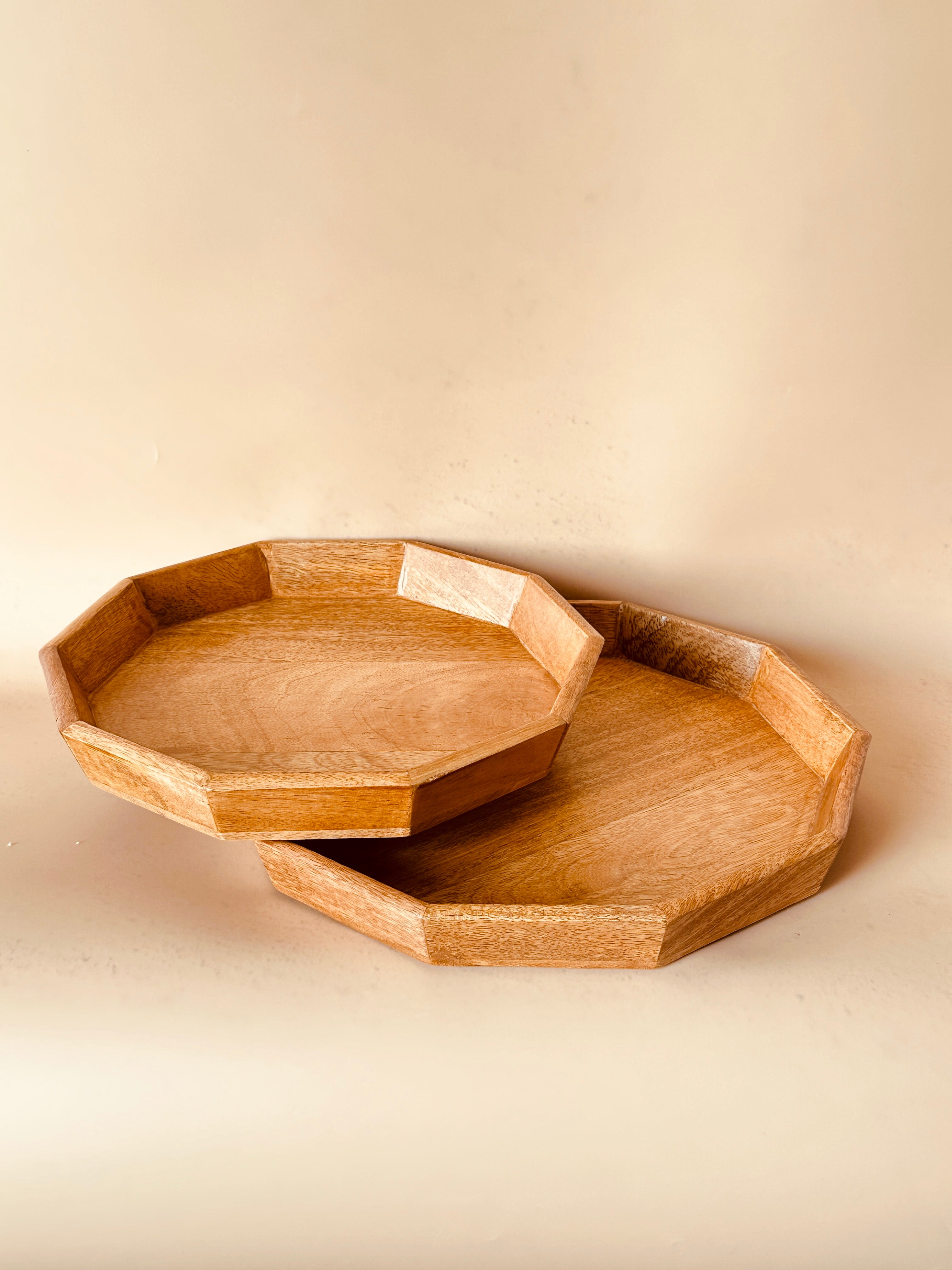 Mango Woode Hexagon Trays Set of 2