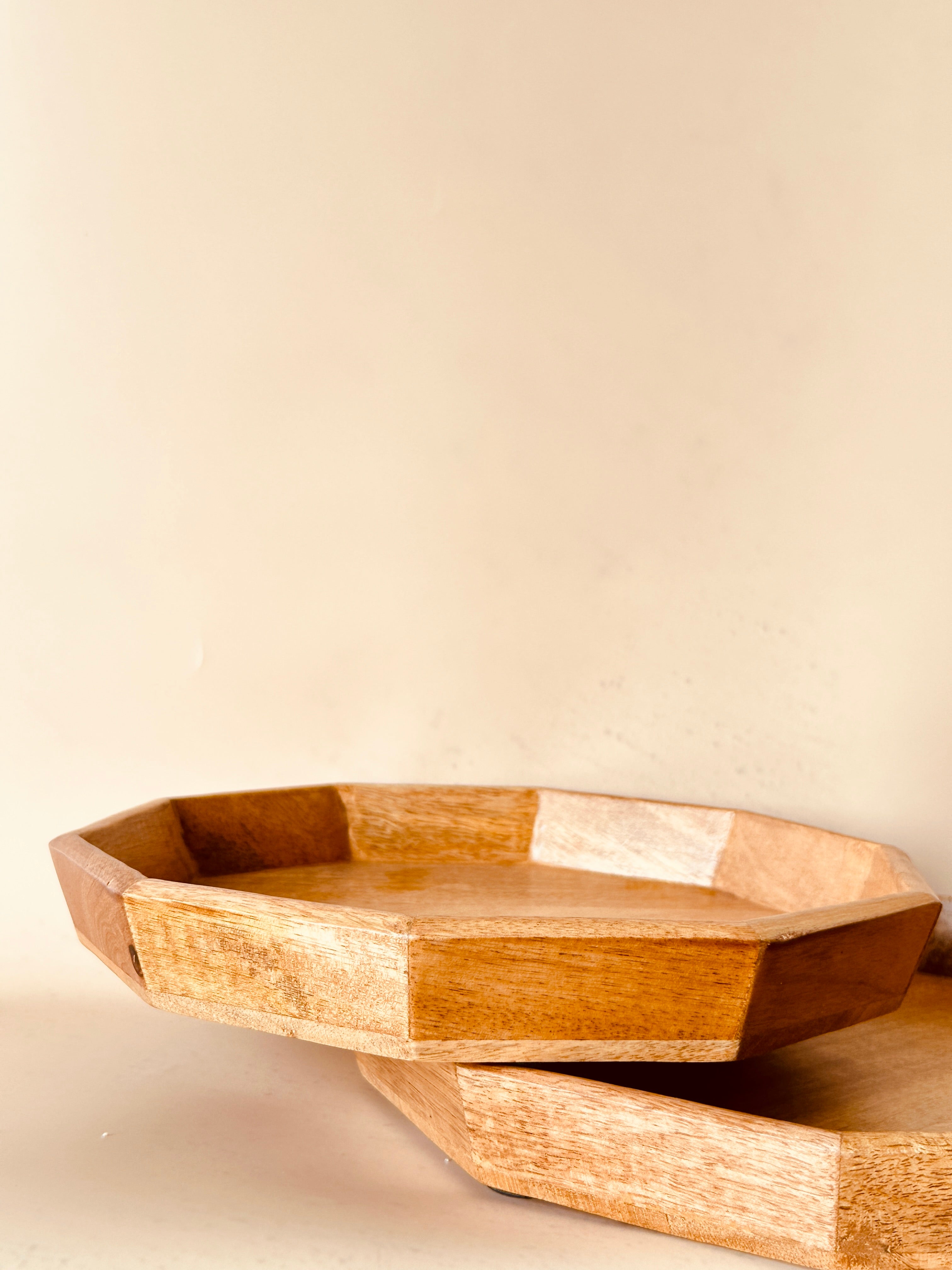 Mango Woode Hexagon Trays Set of 2