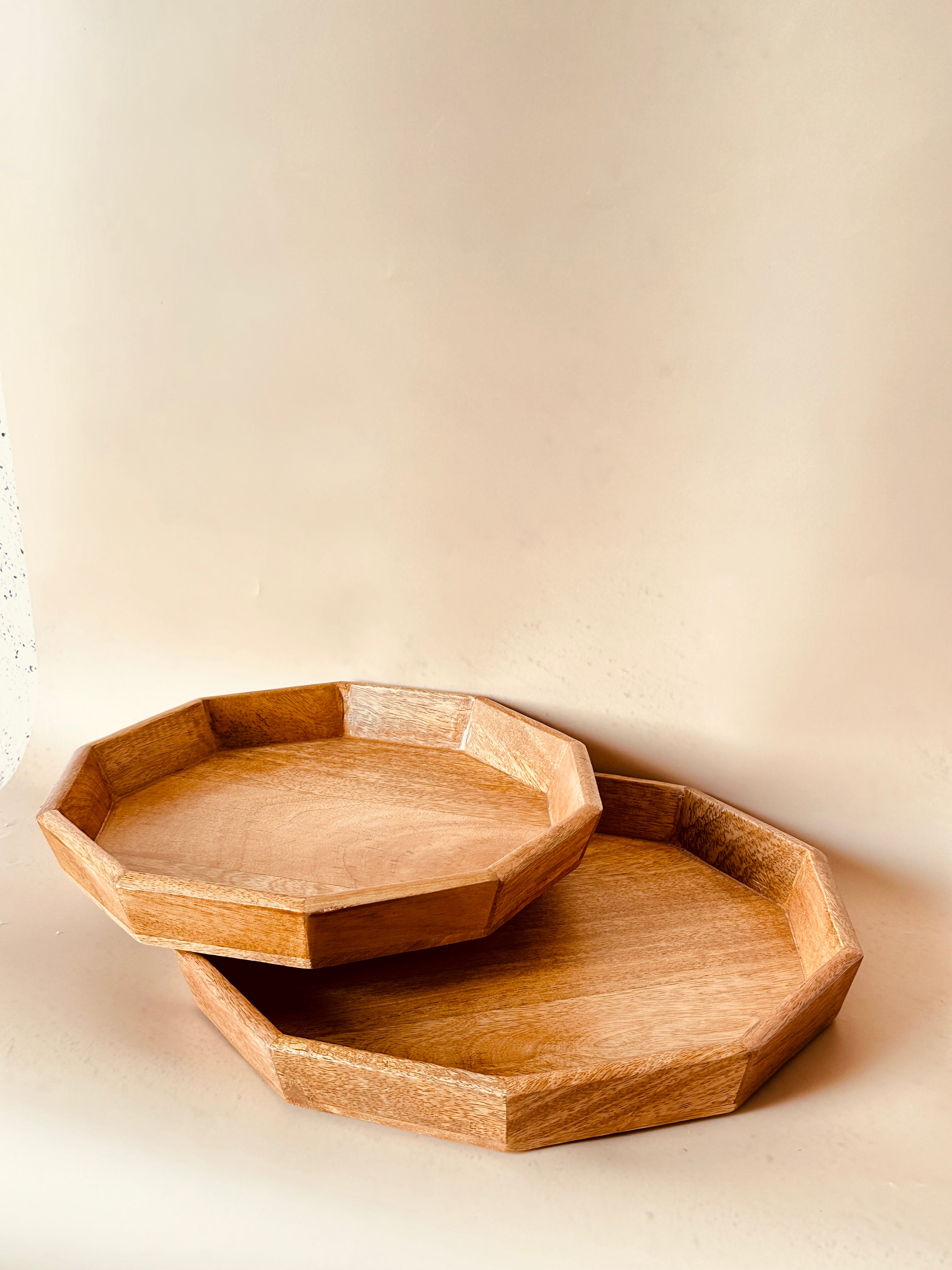 Mango Woode Hexagon Trays Set of 2