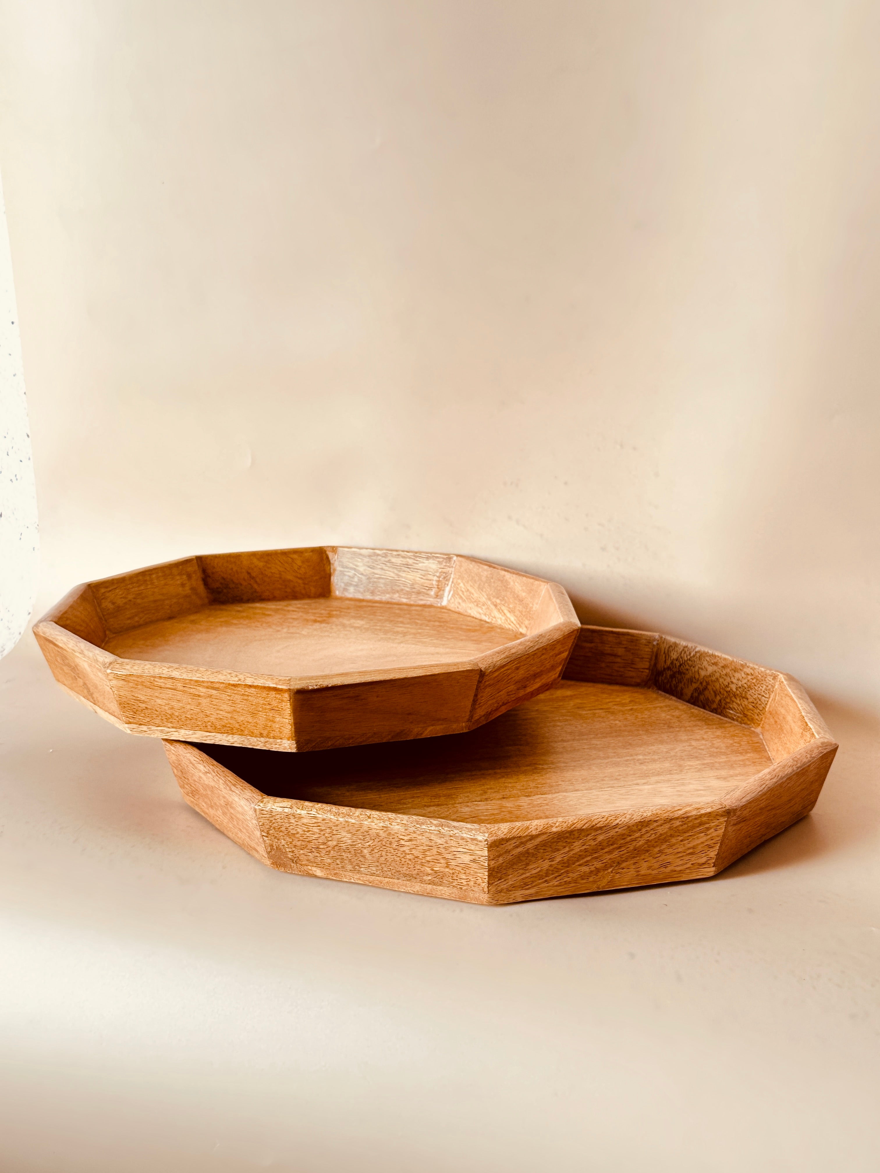 Mango Woode Hexagon Trays Set of 2