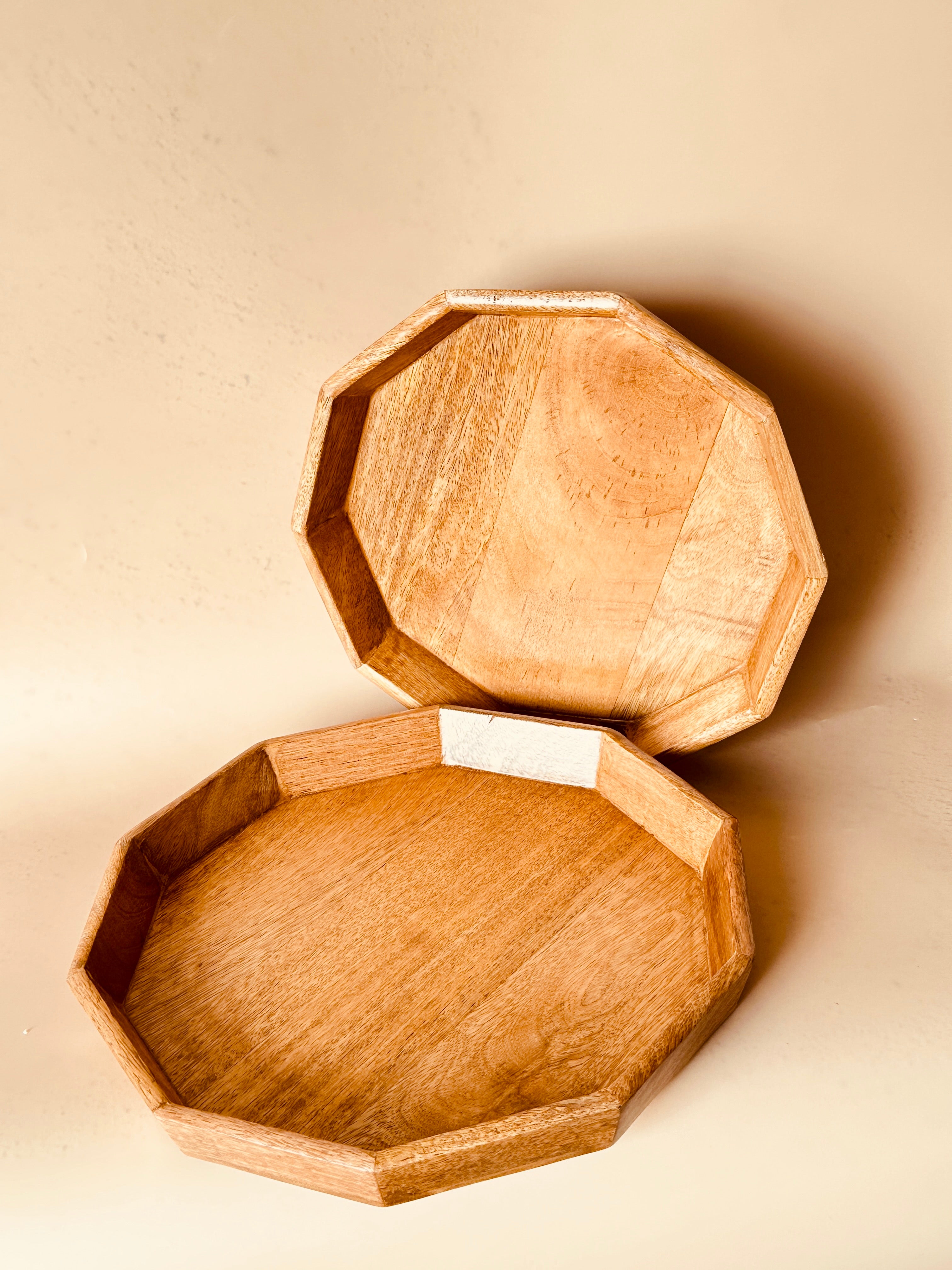 Mango Woode Hexagon Trays Set of 2