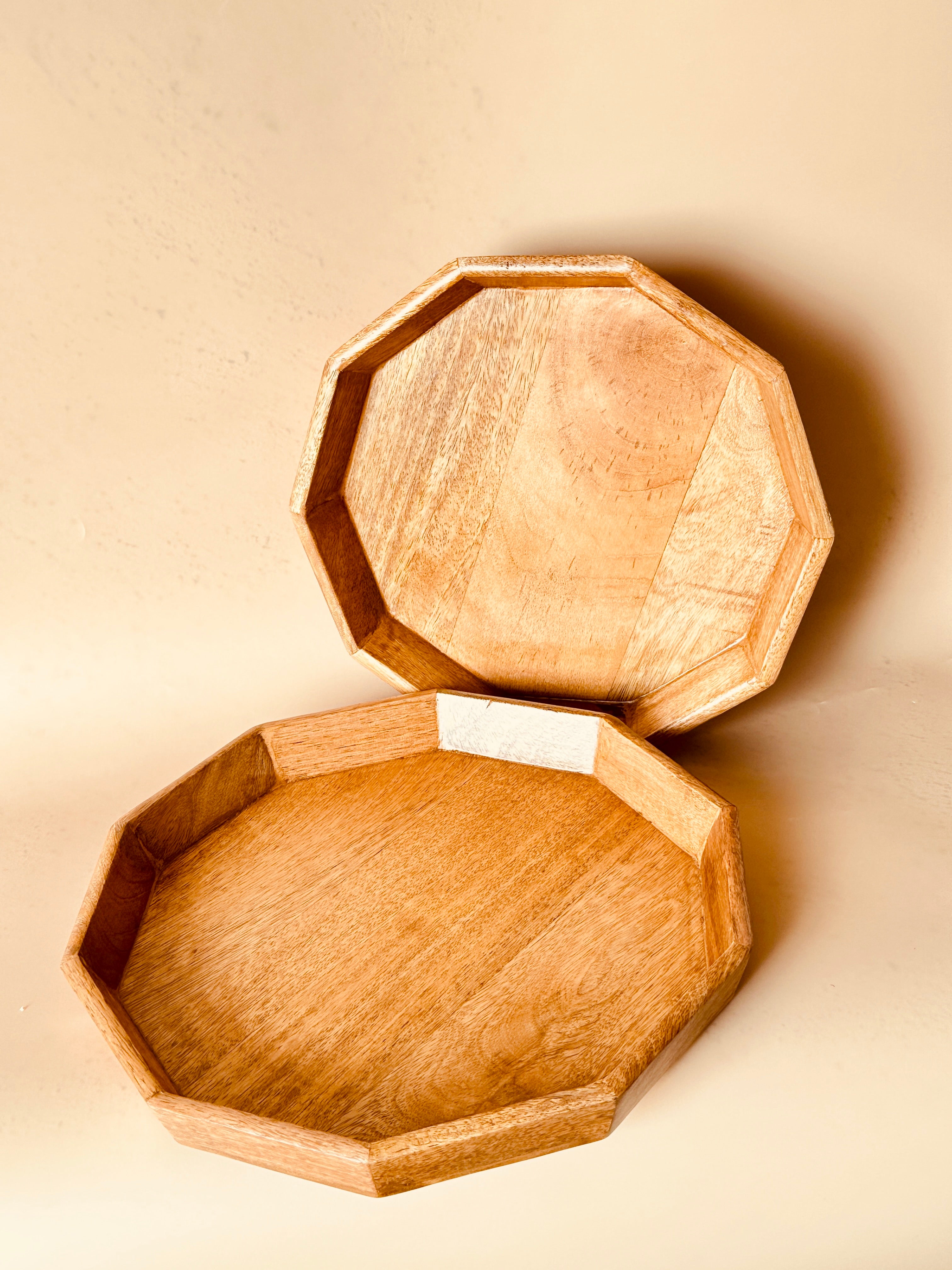 Mango Woode Hexagon Trays Set of 2