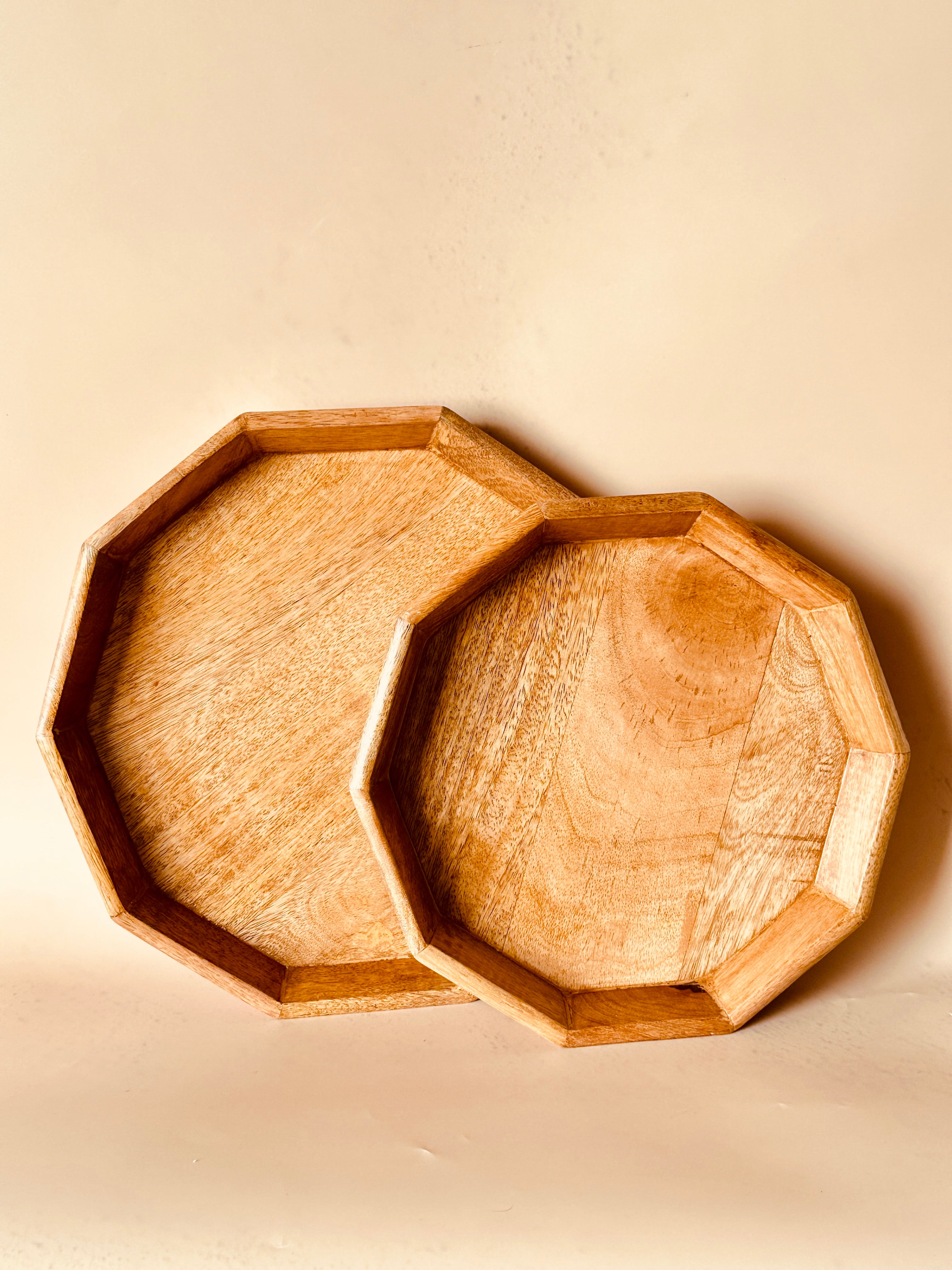 Mango Woode Hexagon Trays Set of 2