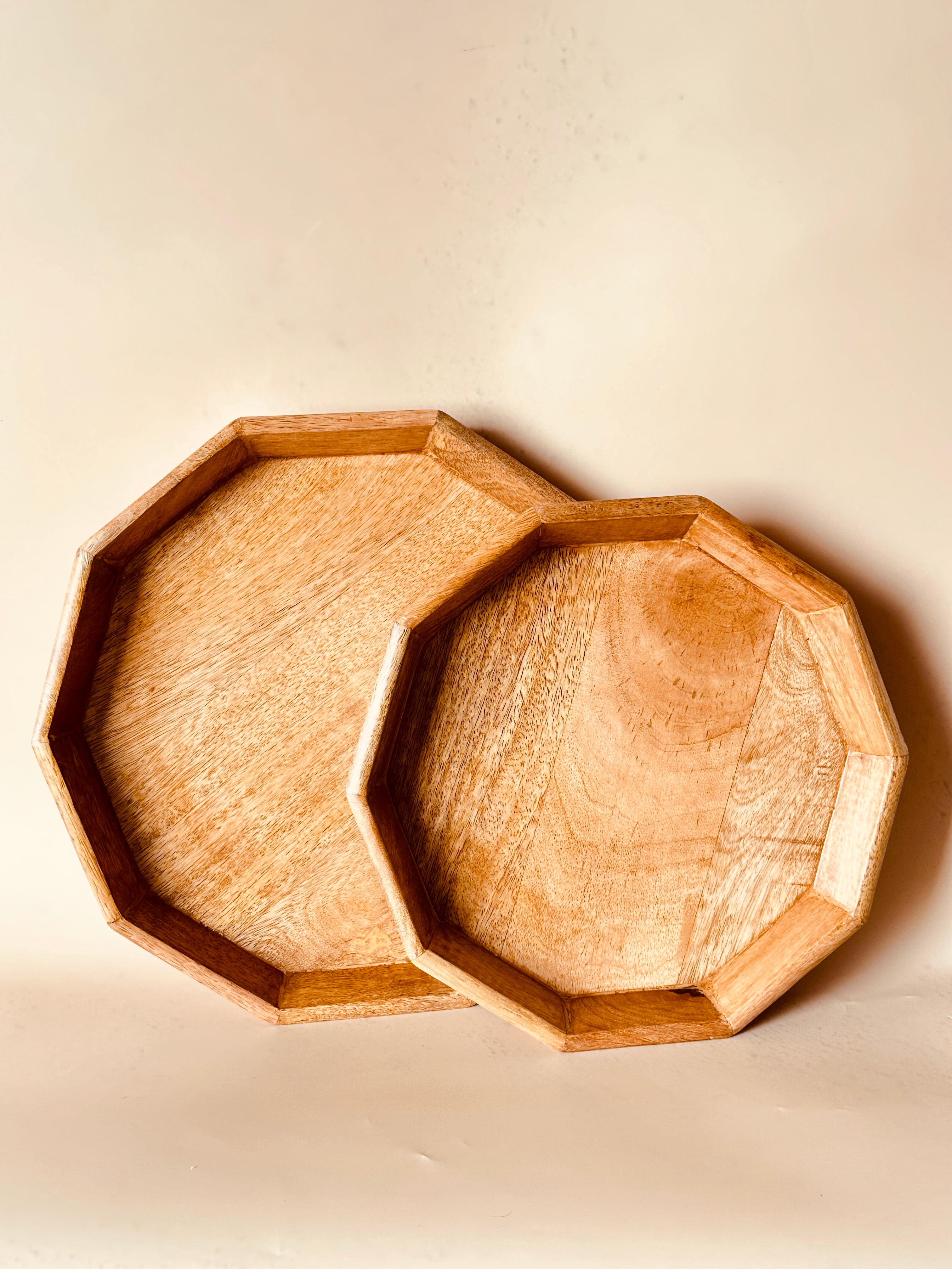 Mango Woode Hexagon Trays Set of 2