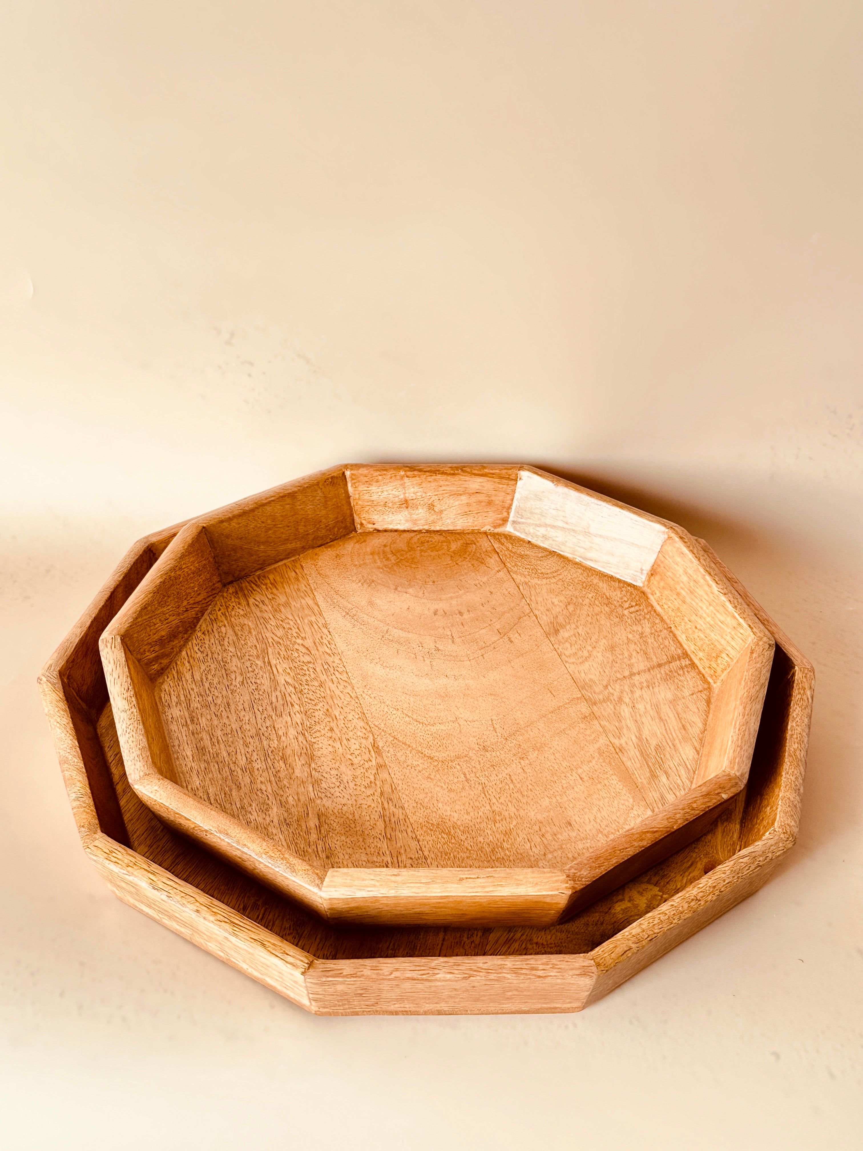 Mango Woode Hexagon Trays Set of 2
