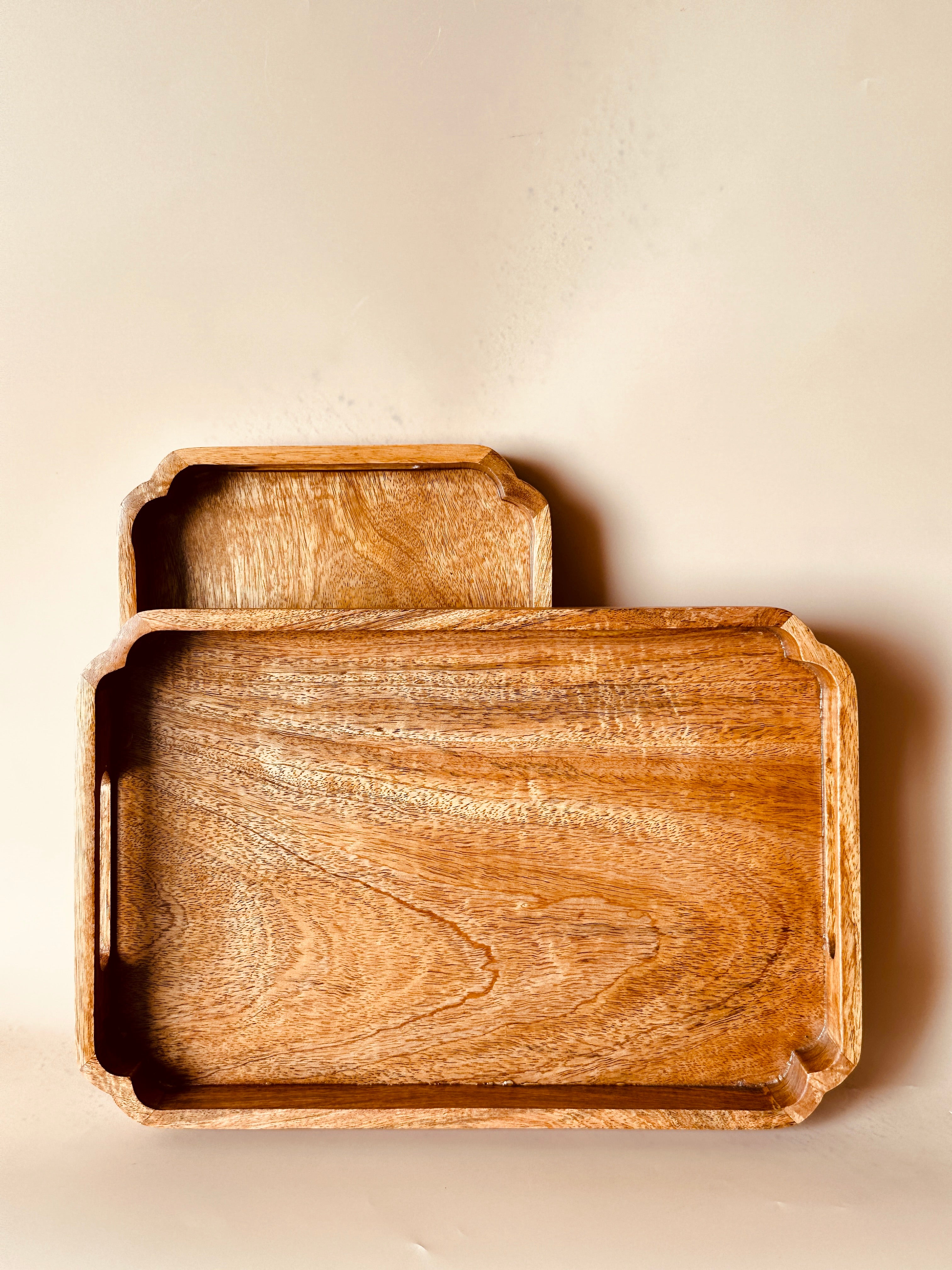 Mango Wood Rectangle Tray Set of 2