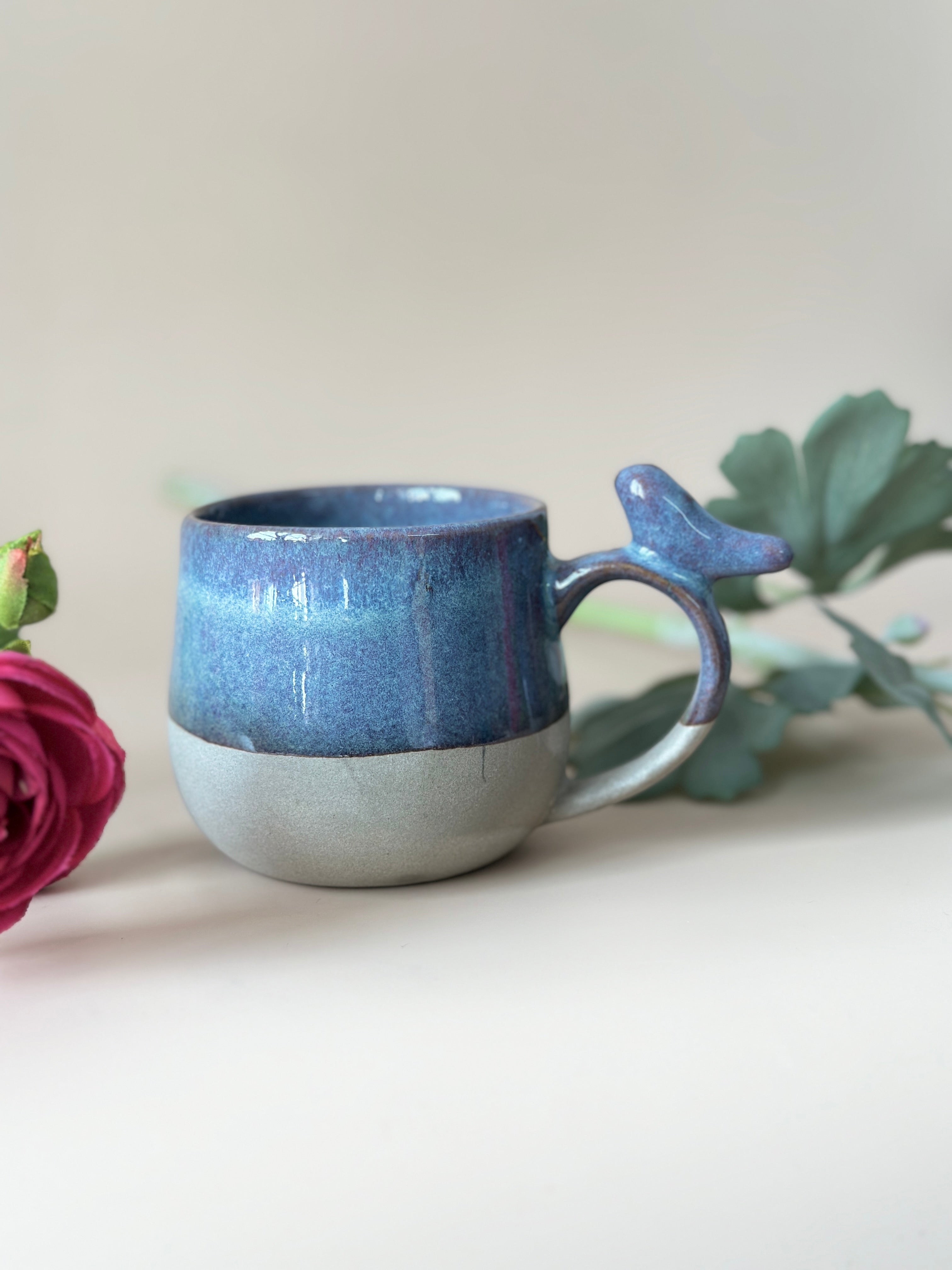 Teal Blue Little Birdie Glazed Beverage Mug (200ml)