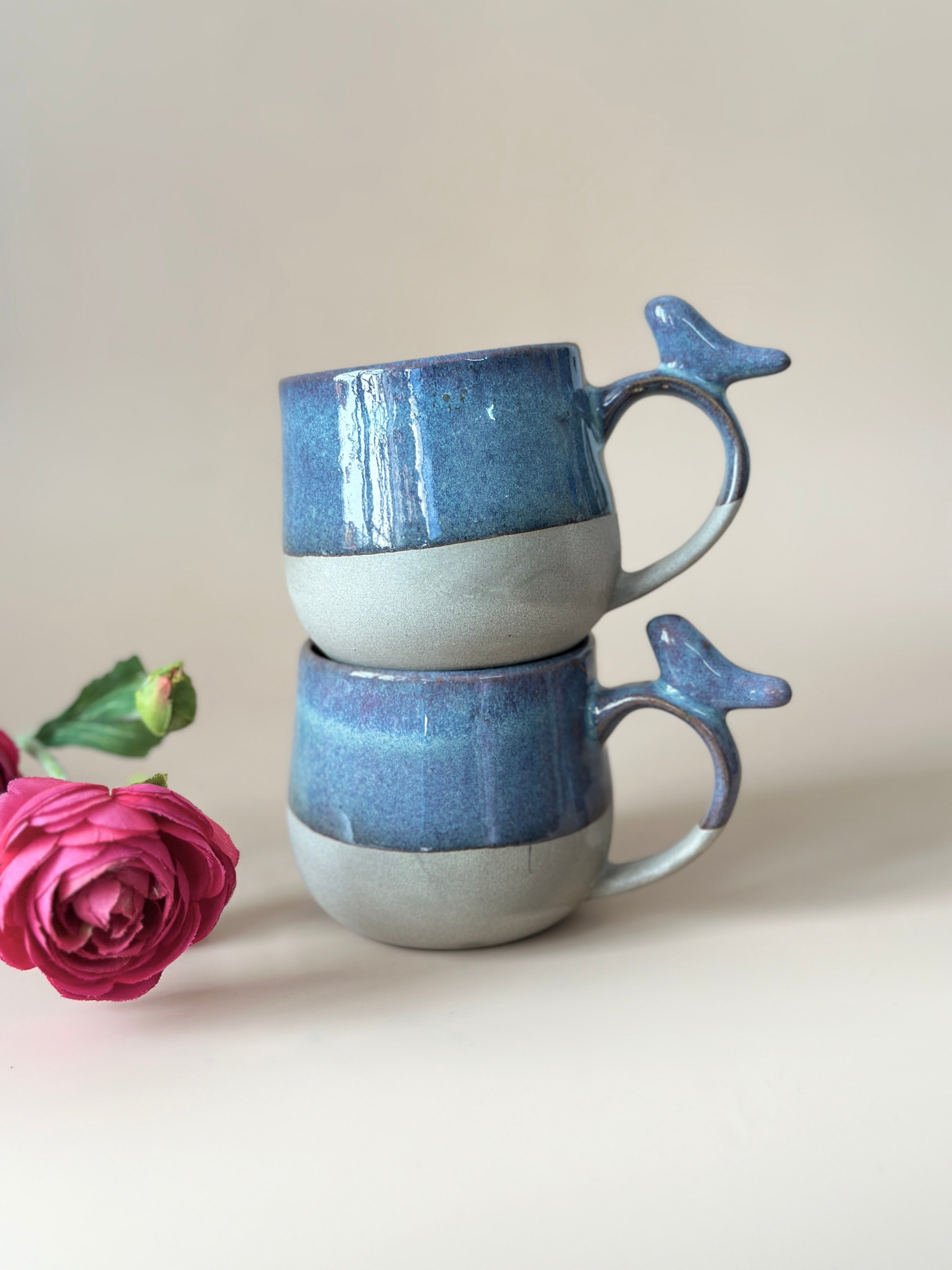 Teal Blue Little Birdie Glazed Beverage Mug (200ml)