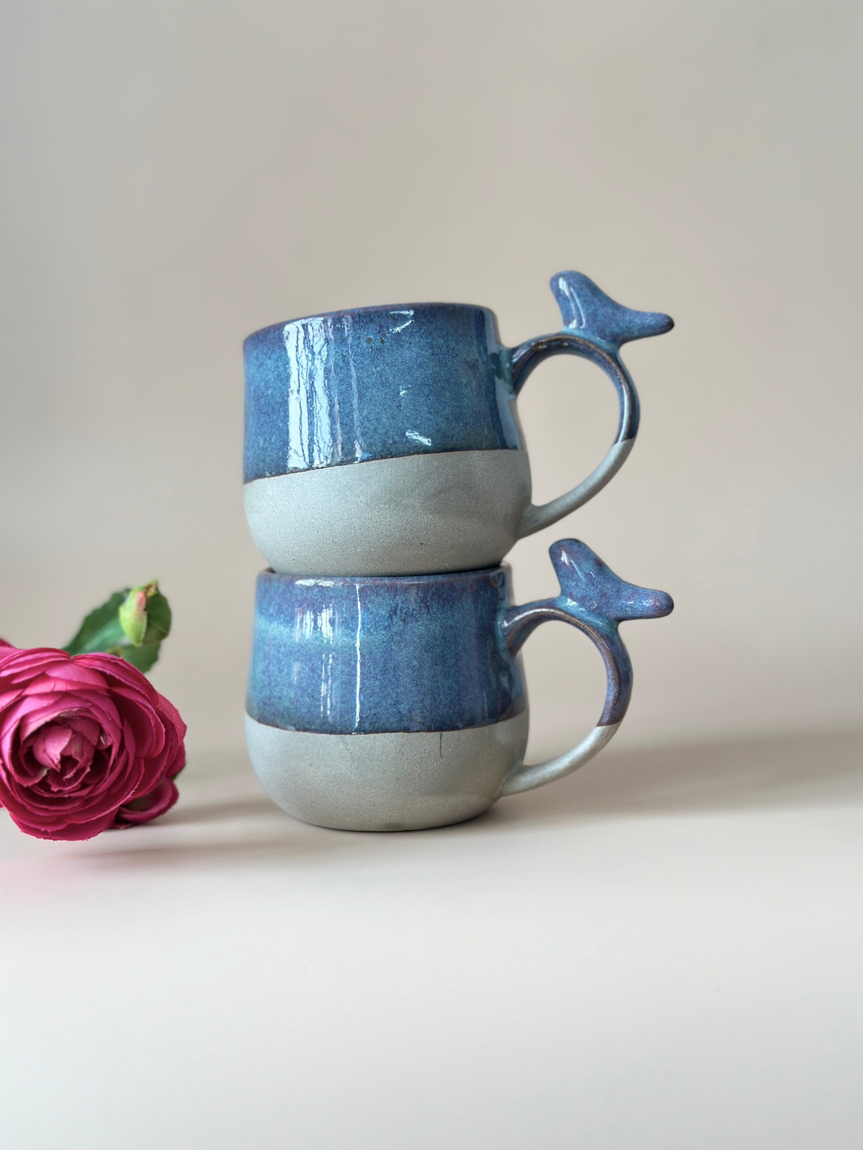 Teal Blue Little Birdie Glazed Beverage Mug (200ml)