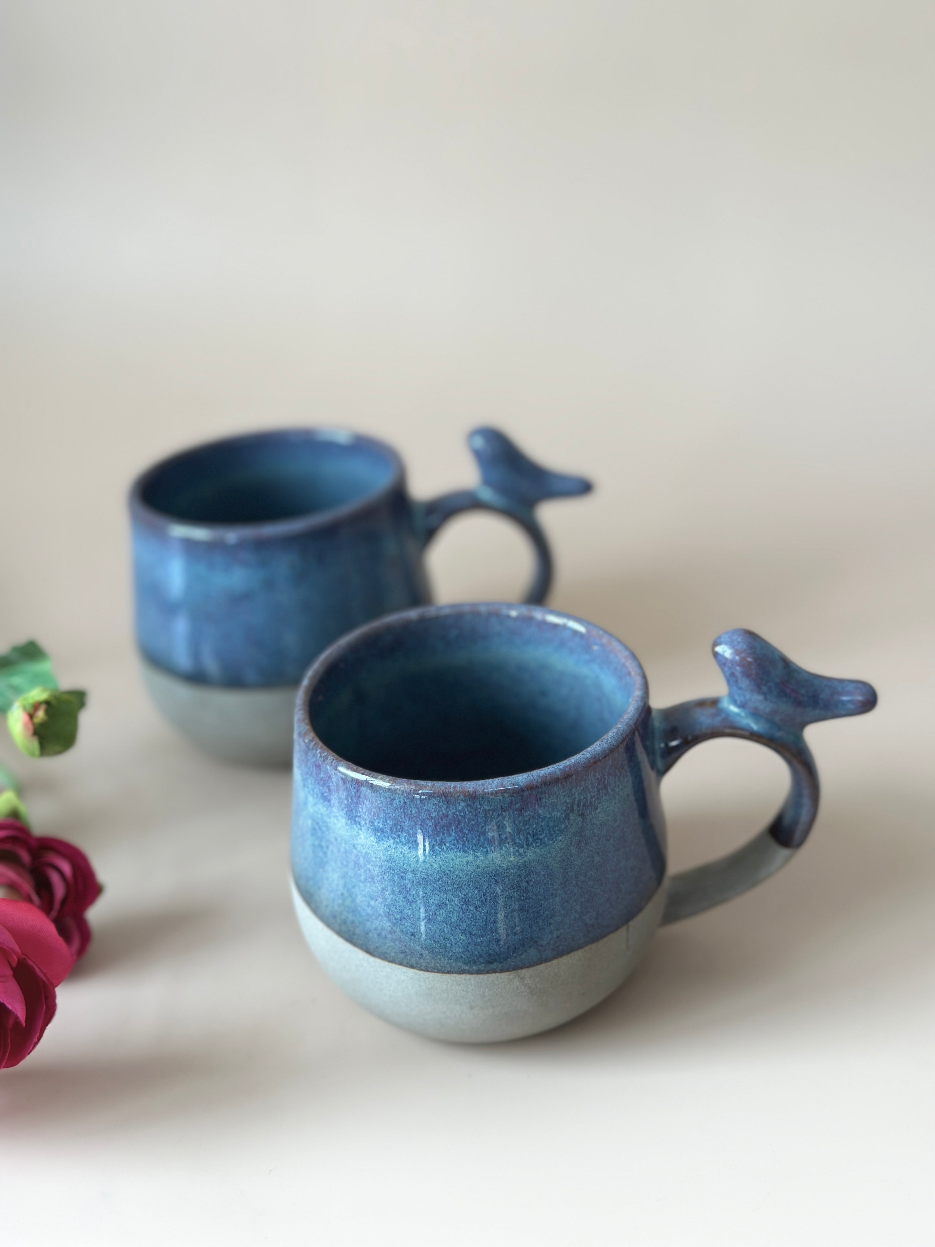Teal Blue Little Birdie Glazed Beverage Mug (200ml)