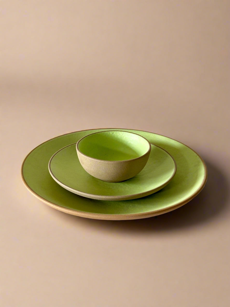 Lime Green Dinner Set of 3 Matte