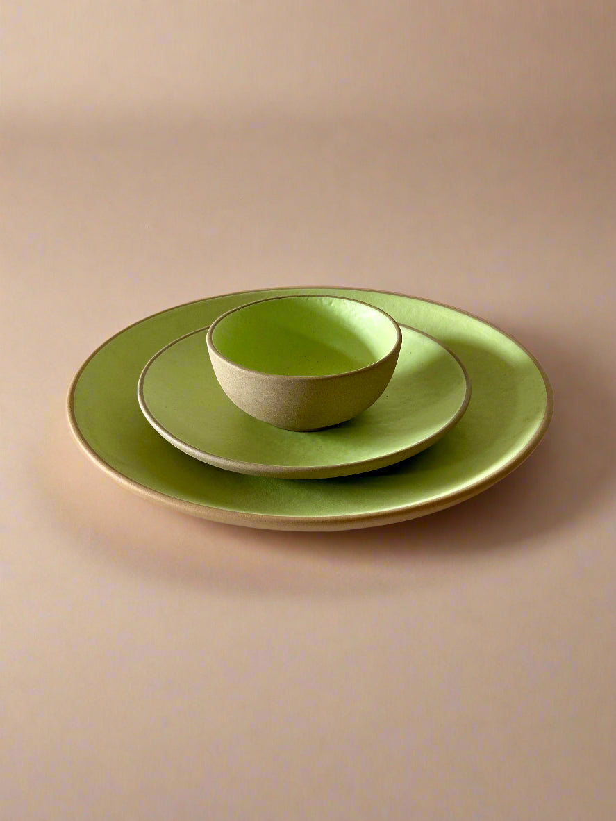 Lime Green Dinner Set of 3 Matte