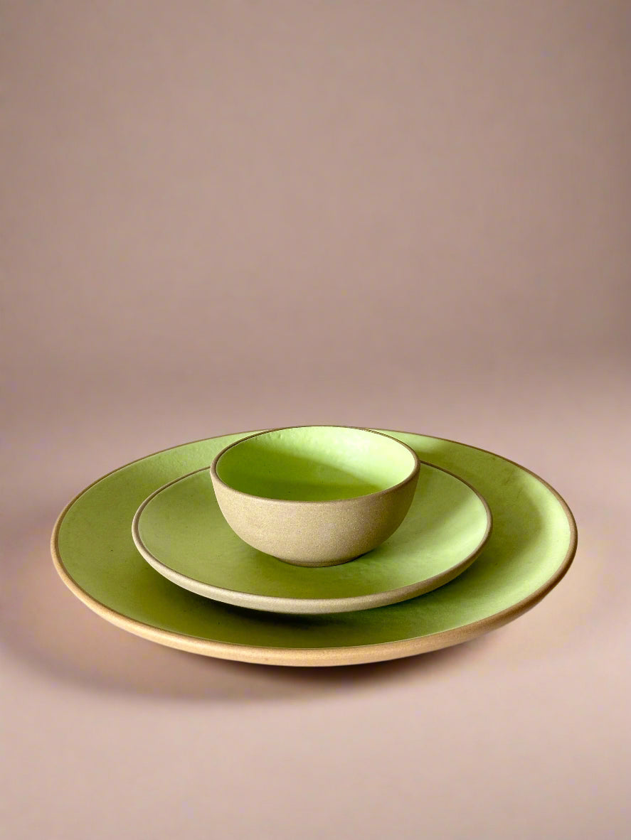 Lime Green Dinner Set of 3 Matte