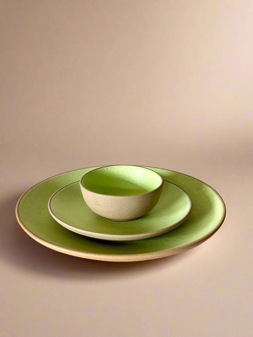 Lime Green Dinner Set of 3 Matte
