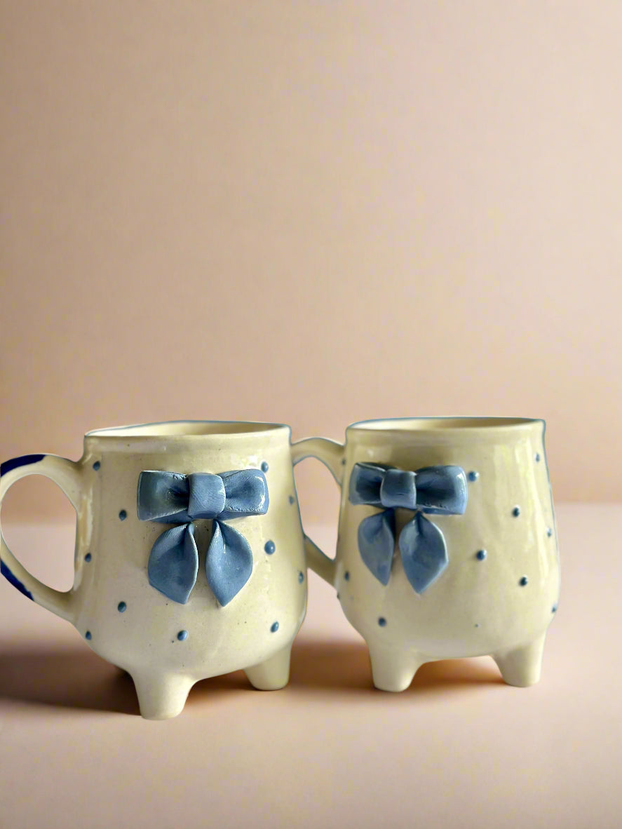 Dramatic Small Bow Mug - Blue