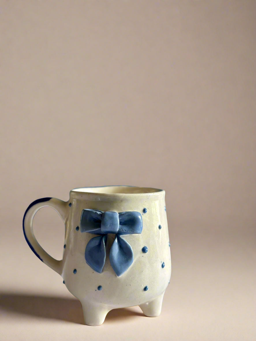 Dramatic Small Bow Mug - Blue