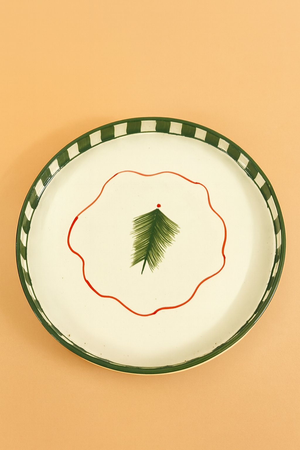 Christmas Tree Green Ceramic Snack Plate (8 inches)