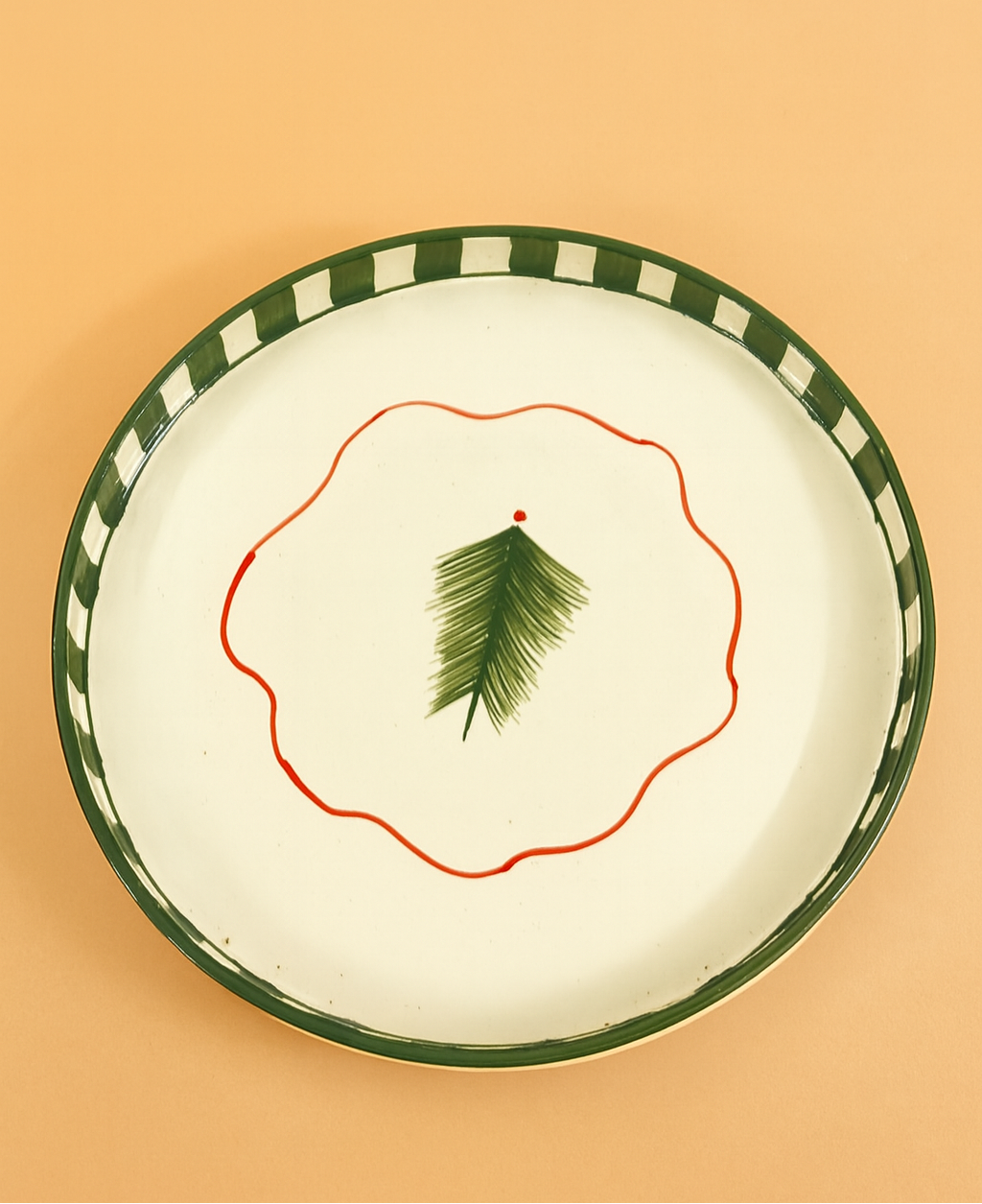 Christmas Tree Green Ceramic Snack Plate (8 inches)