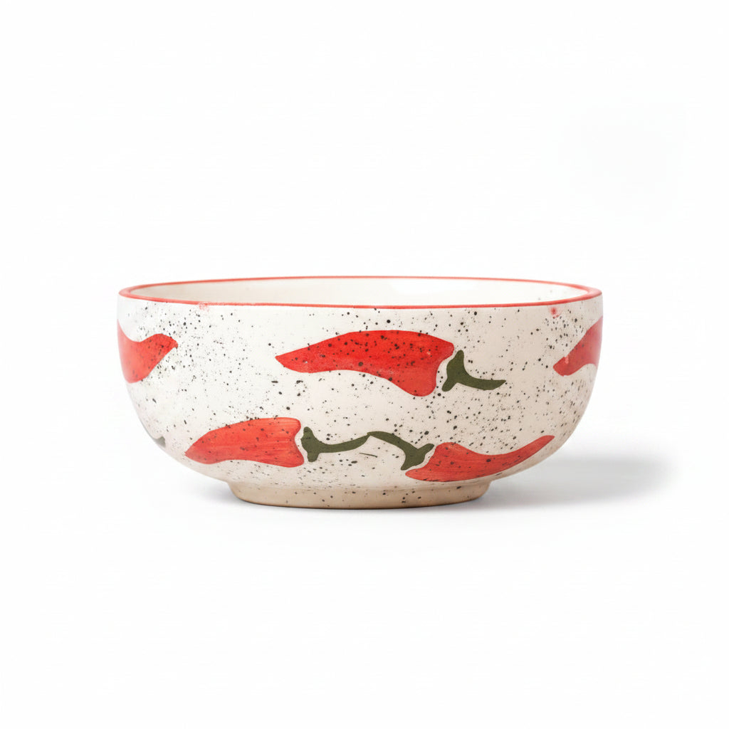 Keep It Spicy ceramic bowl featuring a unique and colorful spice-inspired illustration.