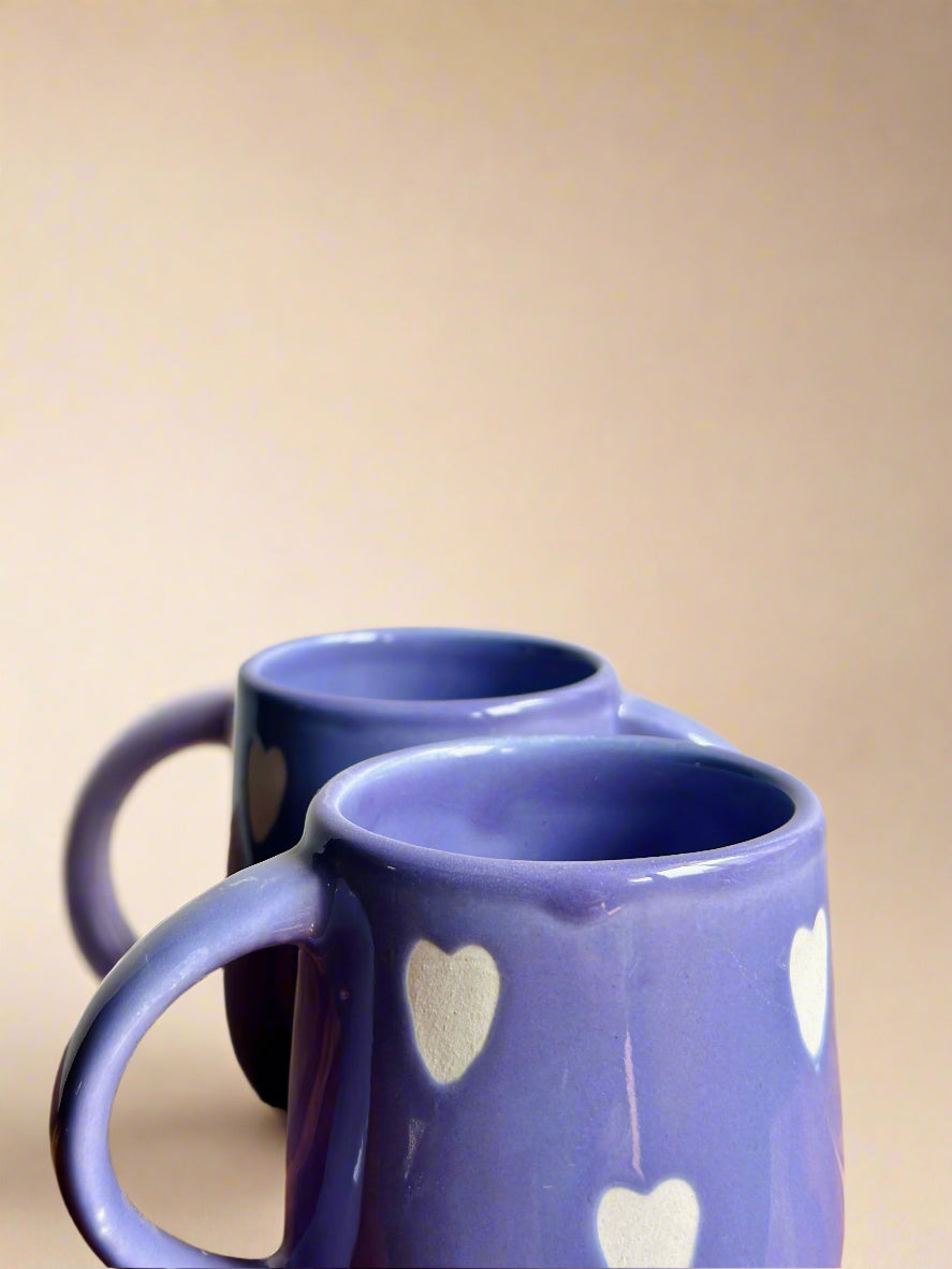 Lavendar Heart Ceramic Cup