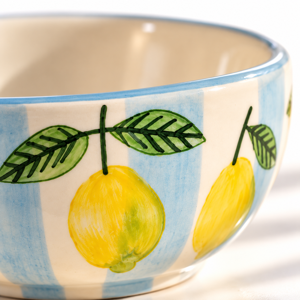 Lemon Stripe Elegance Ceramic Small Bowl
