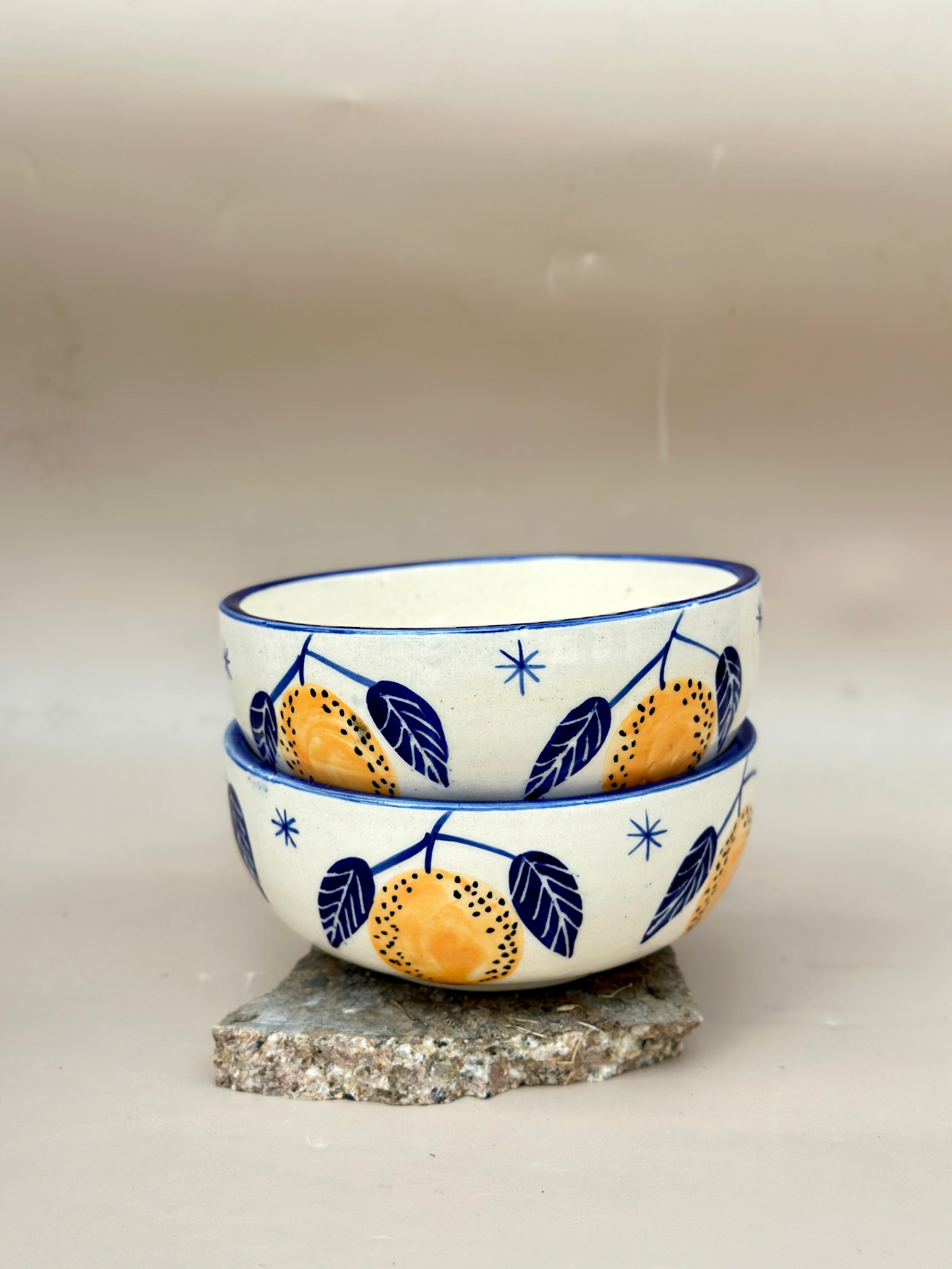 Lemon Ceramic Small Bowls Set of 2