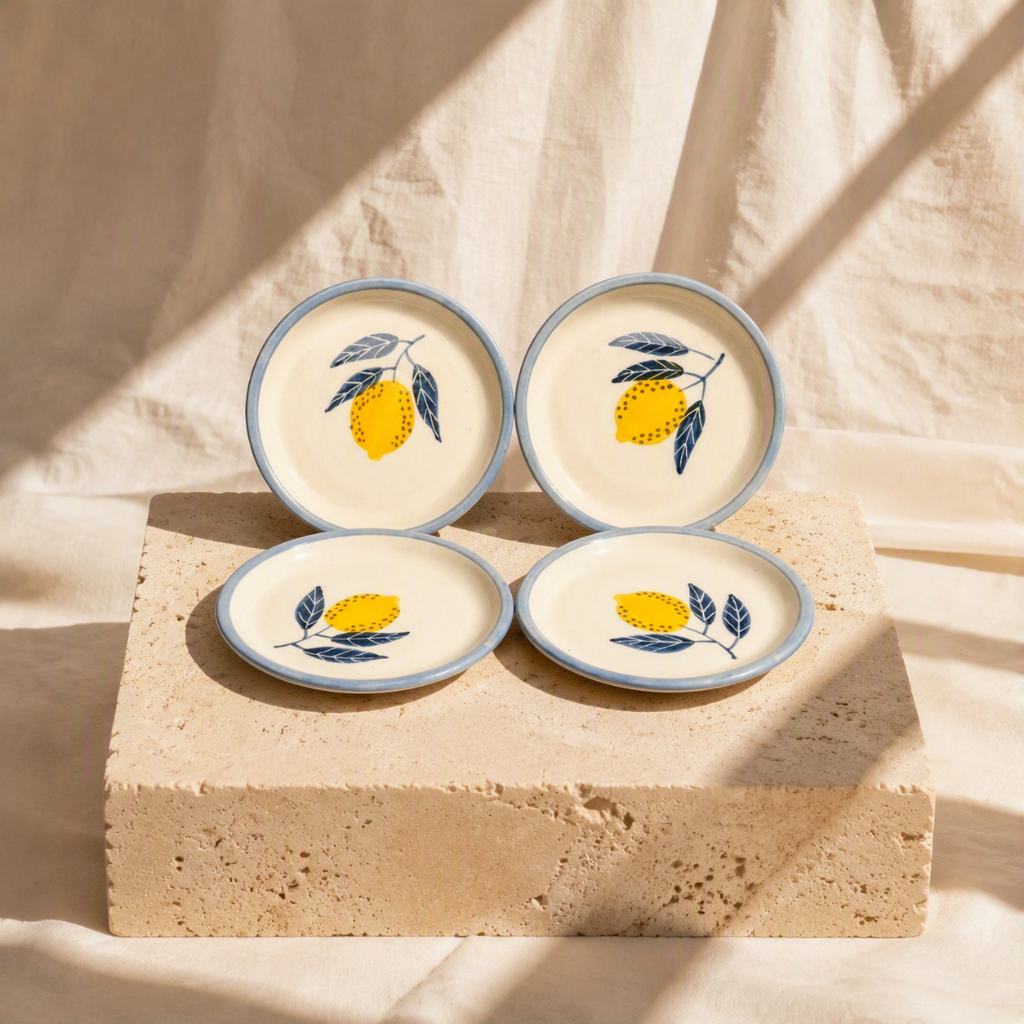 Lemon Leafy Ceramic Tapas Set of 4
