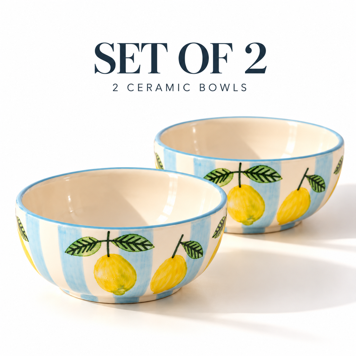 Lemon Stripe Elegance Ceramic Small Bowl