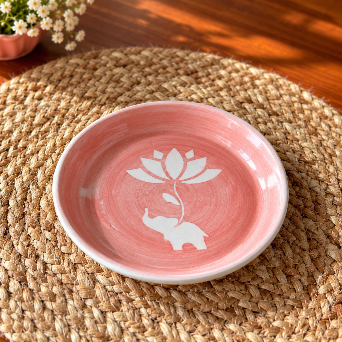 Lucky Lotus Handpainted Ceramic Tapas Set of 4