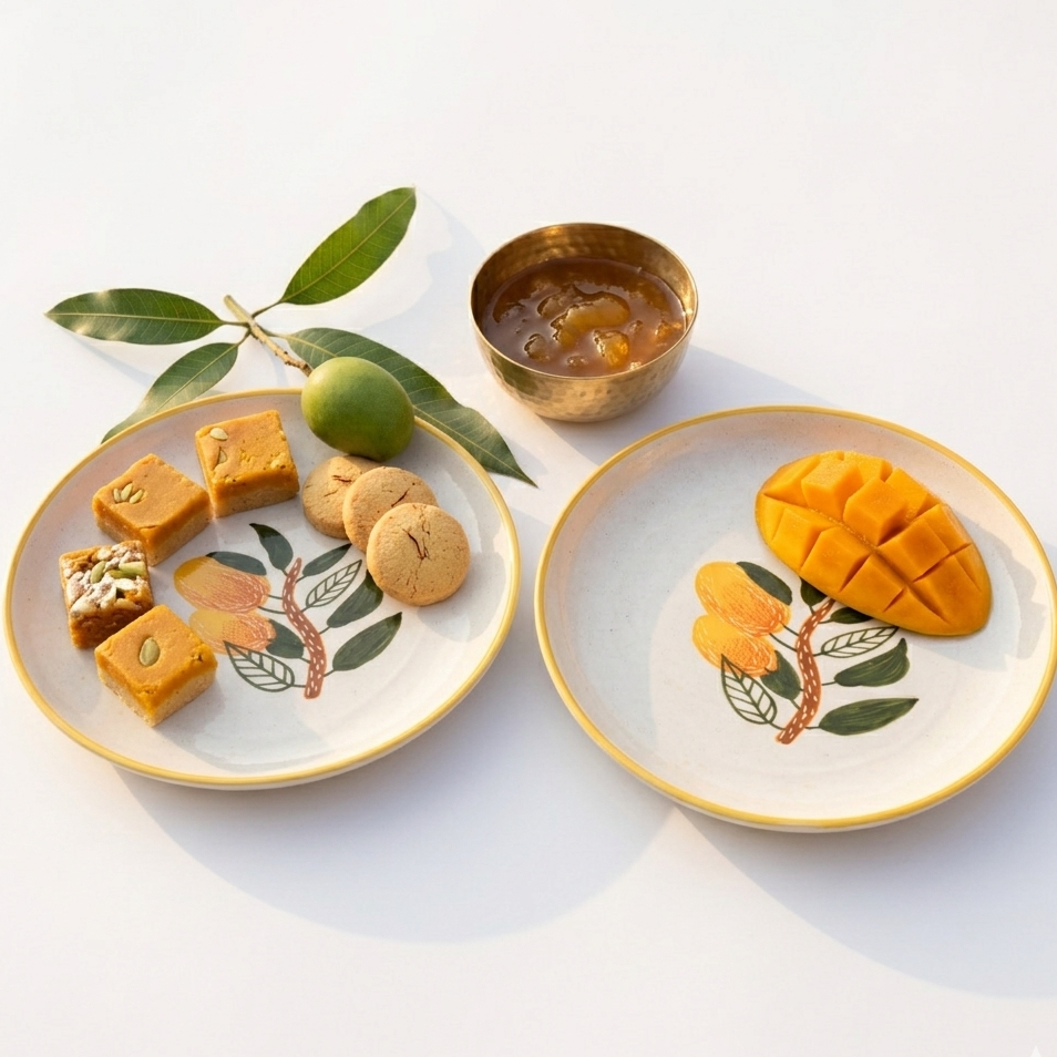 Mango Mehfil Handpainted Ceramic Plate Sets (7.5 inches)