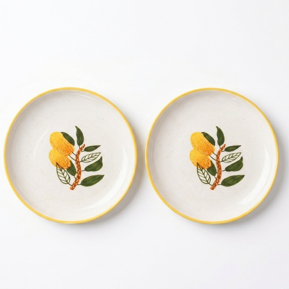 Mango Mehfil Handpainted Ceramic Plate Sets (7.5 inches)