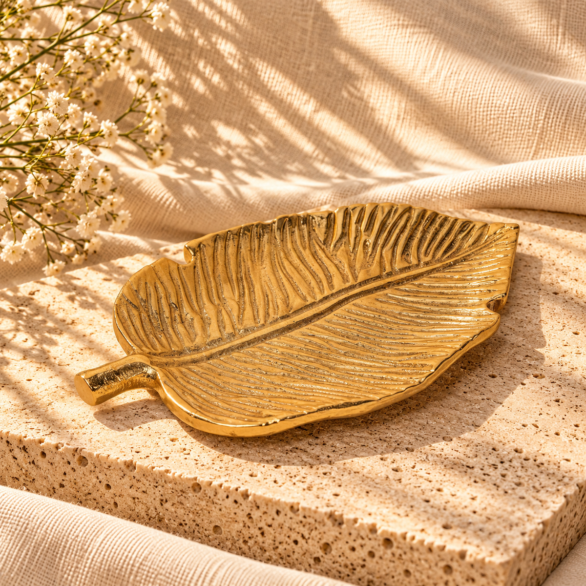 Monstera Leaf Decorative Golden Plate