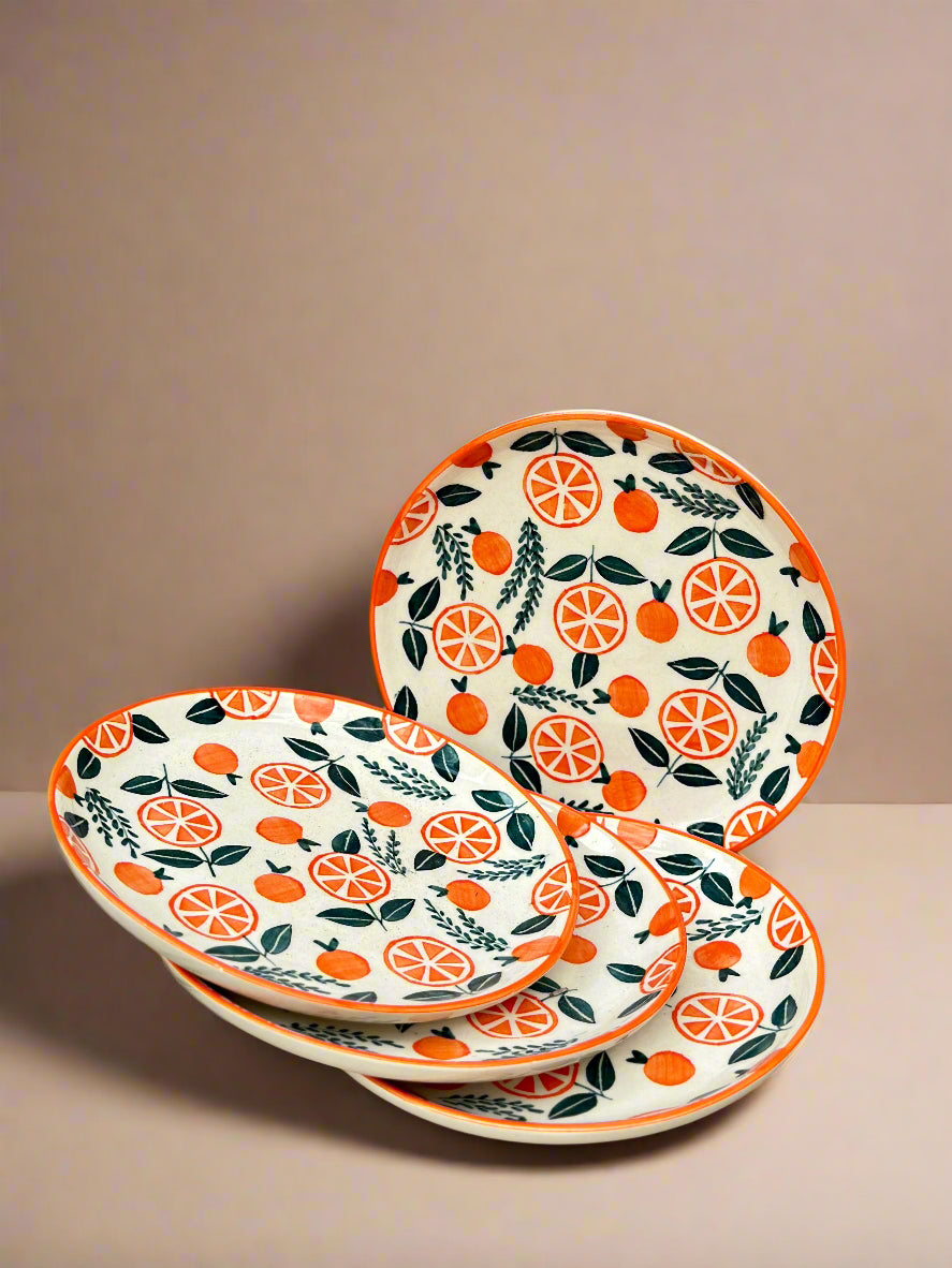 Narangi Orange Ceramic Plate (7inches) set of 4