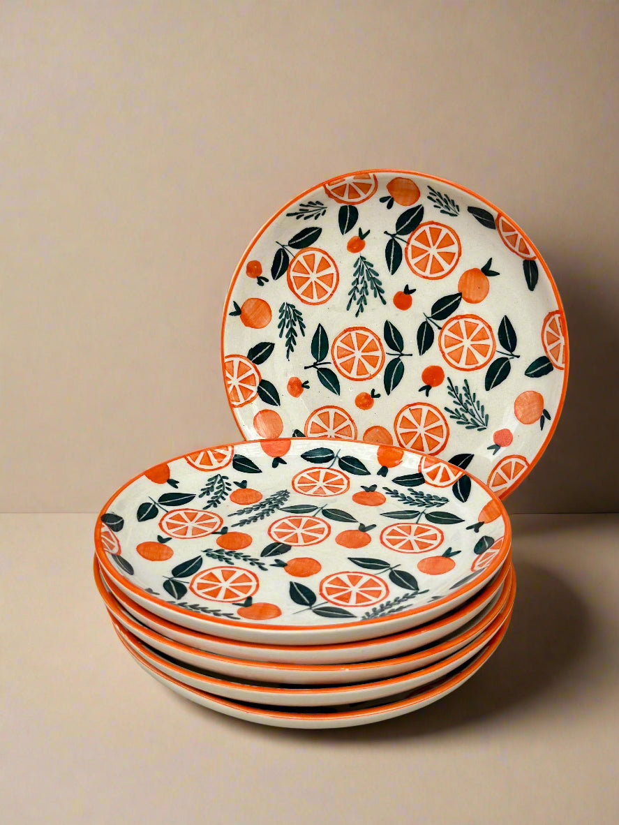 Narangi Orange Ceramic Plates (7inches) set of 4
