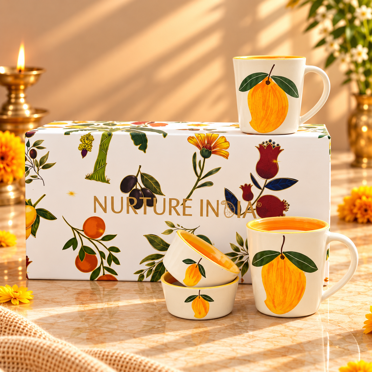 2 pcs Ramekin & 2 pcs Mugs Set - Gift Box